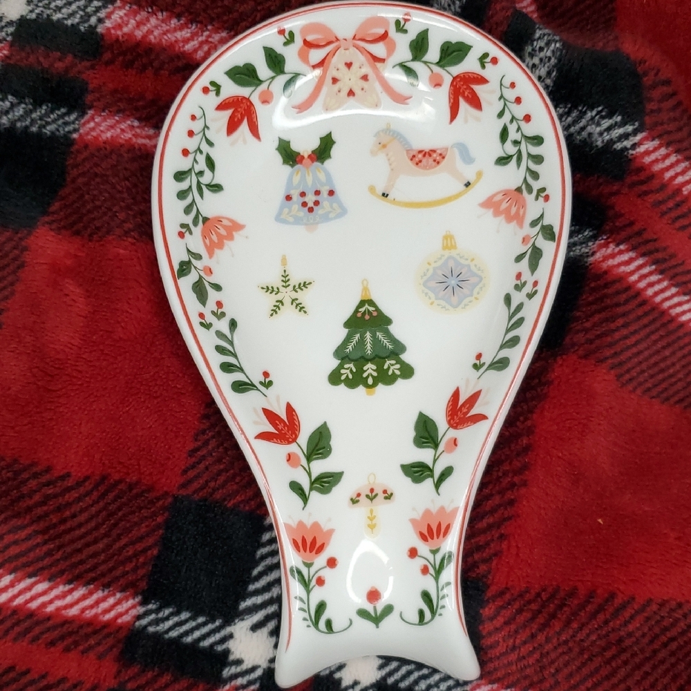 NEW- Holiday Ceramic Spoon Rest Festive Design‎
